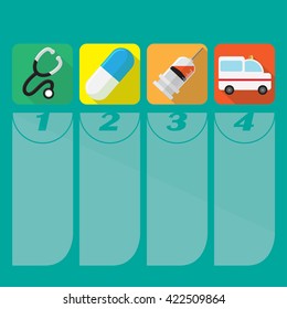 Medical proceduresÂ flat icons set isolated .vector illustration