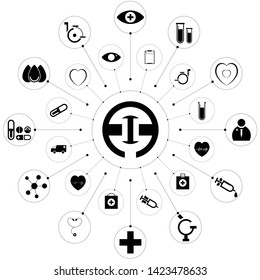 Medical icons set network Medical technology and AI Concept.