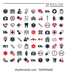 medical icons set on white background