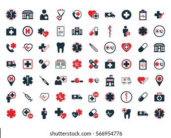 medical icons set on white background