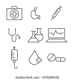 medical icons set. medical pack symbol vector elements for infographic web.