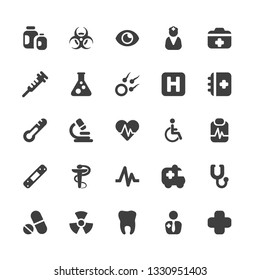 Medical icons set simple flat illustration.  Medical signs isolated on white.
