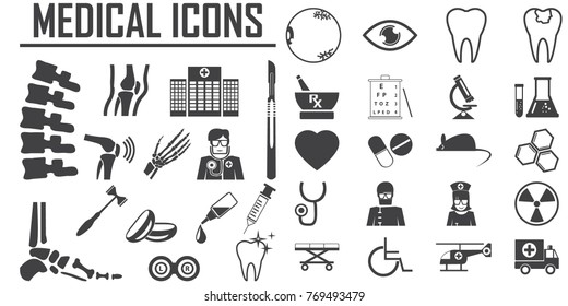 medical icons set vector. 