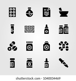 Medical icons set. Vector illustration medicine, test tube, flask and pipette