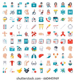 Medical icons set, vector illustration in flat style