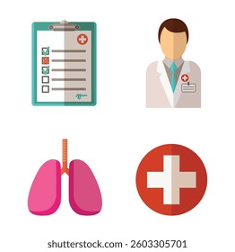 medical icons set and white background