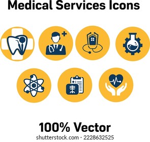 medical icons set, Yellow Color Icons