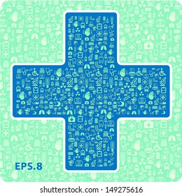 medical icons in the shape of a cross.eps8. vector