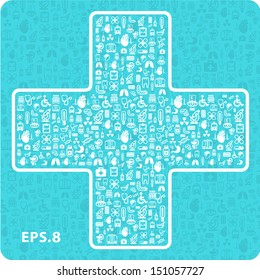 medical icons in the shape of a cross.eps8. vector