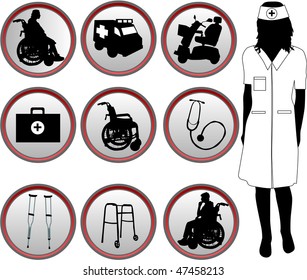 Medical Icons - silhouette of nurse