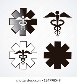 Medical icons silhouette on grey background.vector illustration