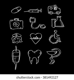 Medical Icons. Sketchy style illustration.
