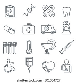 Medical Icons thin line icons set vector