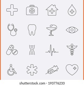 Medical Icons In Thin Line Style