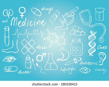 Medical icons vector doodle