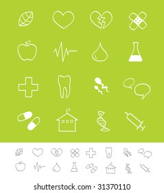 Medical icons. Vector pack for magazines and webpages. Including Medicine icons.