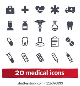 Medical icons: vector set of health and medicine