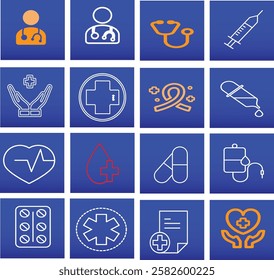 Medical icons are visual symbols used to represent various aspects of healthcare, medicine, and wellness. These icons provide quick and easily recognizable imagery that conveys important medical conce