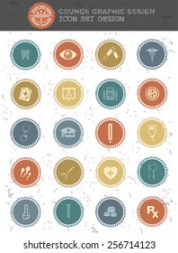 Medical icons,retro style,clean vector
