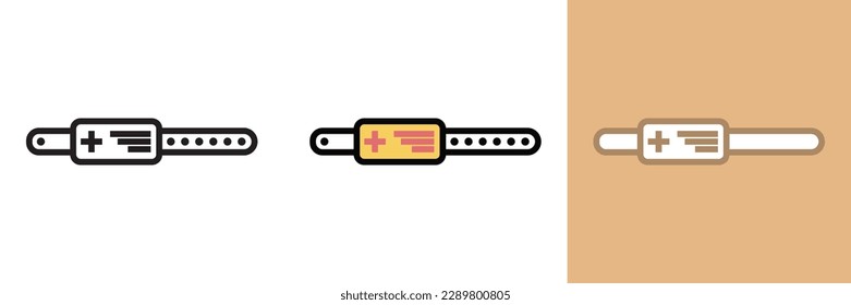 Medizinisches ID-Bracelet-Symbol, dieses Symbol stellt ein medizinisches ID-Armband dar, das typischerweise von Patienten getragen wird, um wichtige Informationen über ihre Gesundheitszustände, Allergien und andere medizinische Bedürfnisse anzuzeigen.