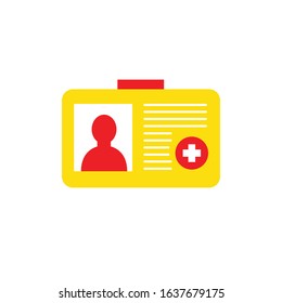 medical id card flat icon, vector illustration