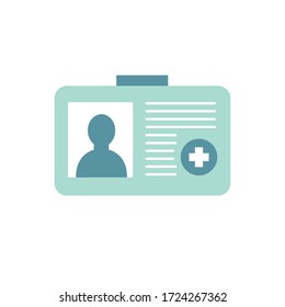 Medical Id Card Flat Icon, Vector Illustration