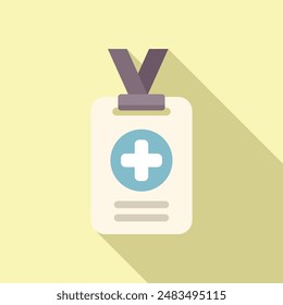 Medical id card icon flat vector. Personal identity. Label staff