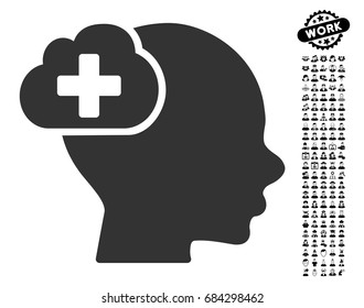 Medical Idea Cloud icon with black bonus men pictograph collection. Medical Idea Cloud vector illustration style is a flat gray iconic element for web design, app user interfaces.