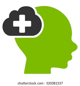 Medical Idea vector icon. Style is bicolor flat symbol, eco green and gray colors, rounded angles, white background.