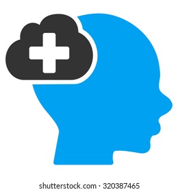 Medical Idea vector icon. Style is bicolor flat symbol, blue and gray colors, rounded angles, white background.