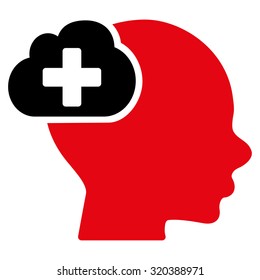Medical Idea vector icon. Style is bicolor flat symbol, intensive red and black colors, rounded angles, white background.