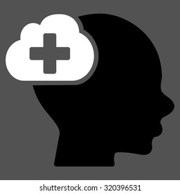 Medical Idea vector icon. Style is bicolor flat symbol, black and white colors, rounded angles, gray background.
