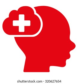 Medical Idea vector icon. Style is flat symbol, red color, rounded angles, white background.