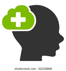 Medical Idea vector icon. Style is bi-color flat symbol, eco green and gray colors, rounded angles, white background.