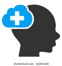 Medical Idea vector icon. Style is bicolor flat symbol, blue and gray colors, rounded angles, white background.
