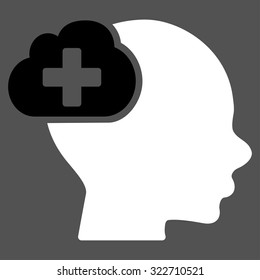Medical Idea vector icon. Style is bicolor flat symbol, black and white colors, rounded angles, gray background.