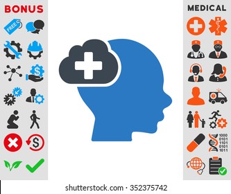Medical Idea vector icon. Style is bicolor flat symbol, smooth blue colors, rounded angles, white background.