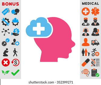 Medical Idea vector icon. Style is bicolor flat symbol, pink and blue colors, rounded angles, white background.