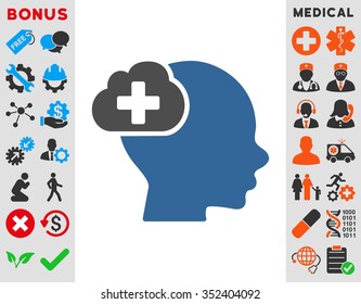 Medical Idea vector icon. Style is bicolor flat symbol, cobalt and gray colors, rounded angles, white background.