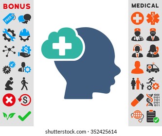 Medical Idea vector icon. Style is bicolor flat symbol, cobalt and cyan colors, rounded angles, white background.