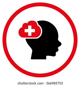 Medical Idea vector icon. Style is bicolor flat circled symbol, intensive red and black colors, rounded angles, white background.