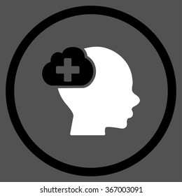 Medical Idea vector icon. Style is bicolor flat circled symbol, black and white colors, rounded angles, gray background.