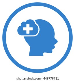 Medical Idea vector icon. Style is flat circled symbol, cobalt color, rounded angles, white background.