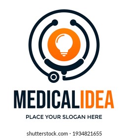 Plantilla de logotipo vectorial de idea médica. Este diseño utiliza el símbolo del estetoscopio. Adecuado para la atención de la salud.
