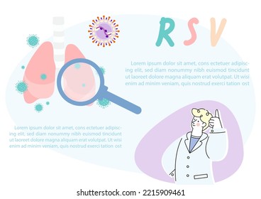 Medical illustration of RSV -Respiratory syncytial virus in flat style and vector design.