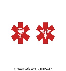 Medical illustration with set of dental symbols, poster design or backdrop. White teeth and blue cross ambulance vector. The emblem of dentistry, dental clinic. Good for a printing and web materials
