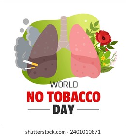 Medical illustration  World no tobacco day  poster. Vector illustration of smoker's lungs and healthy lungs.