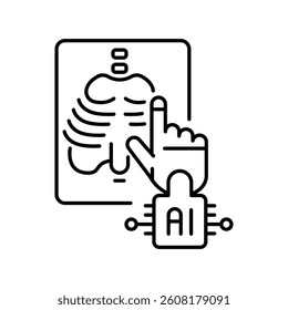 medical image analysis black line icon for digital and print projects.  Minimal clean icons for apps and websites. Modern simple icons for UI UX and branding