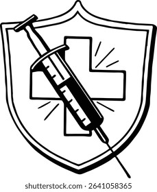 Medical immunization art logo of silhouette Vector, immunization, tool, medication, black, art, hospital