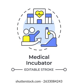 Medical incubator multi color concept icon. Clinical service, research. Healthcare, hospital. Round shape line illustration. Abstract idea. Graphic design. Easy to use in infographic, brochure